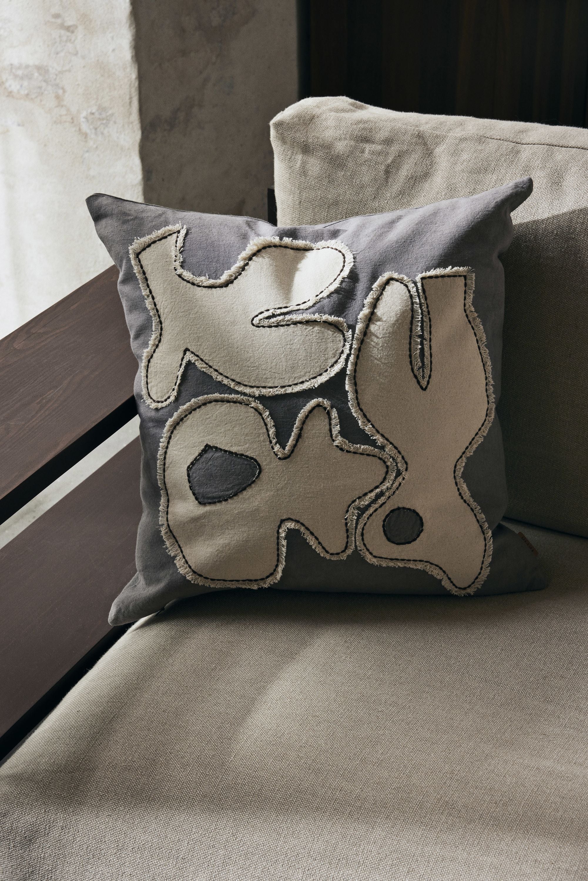 [product_category]-Ferm Living Figure Cushion, Grey Blue/Off White-Ferm Living-5704723311942-1104268228-FER-2