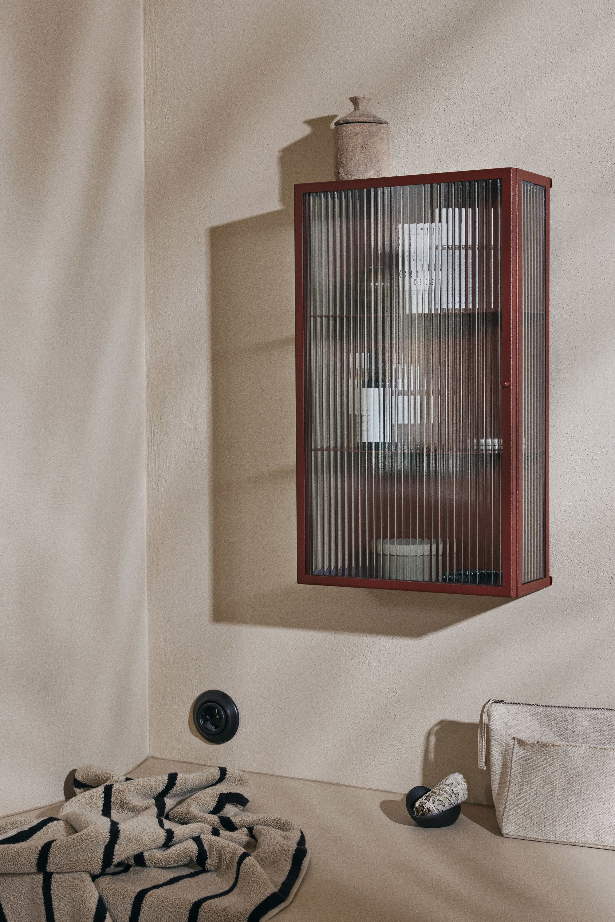 [product_category]-Ferm Living Haze Wall Cabinet, Reeded Glass, Oxide Red-Ferm Living-5704723305989-1104267632-FER-5