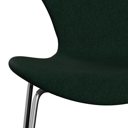 [product_category]-Fritz Hansen 3107 Chair Full Upholstery, Chrome/Divina Melange Dark Green-Fritz Hansen-3107FU-DIM871-CST-FRI-6