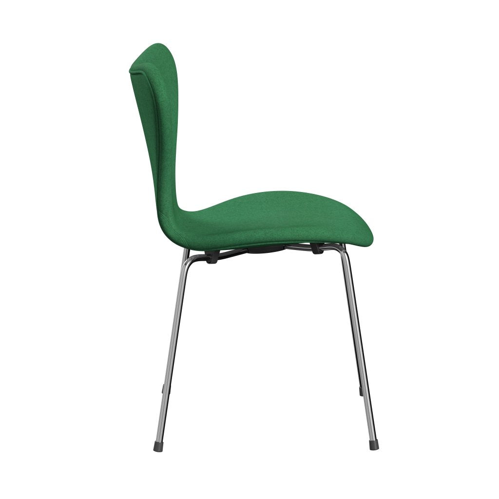 [product_category]-Fritz Hansen 3107 Chair Full Upholstery, Chrome/Divina Melange Green-Fritz Hansen-3107FU-DIM937-CST-FRI-3