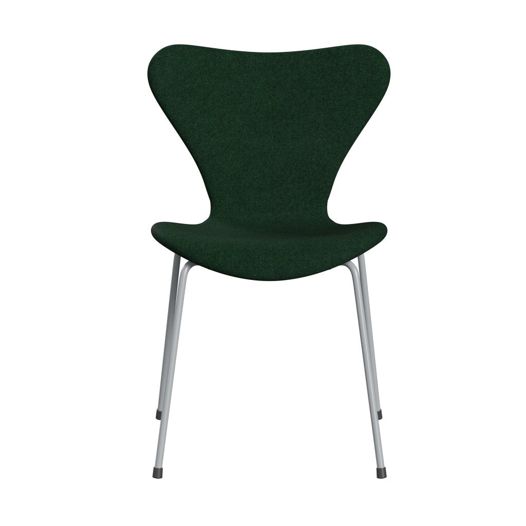 [product_category]-Fritz Hansen 3107 Chair Full Upholstery, Silver Grey/Divina Melange Warm Dark Green-Fritz Hansen-3107FU-DIM967-SIGREY-FRI-1