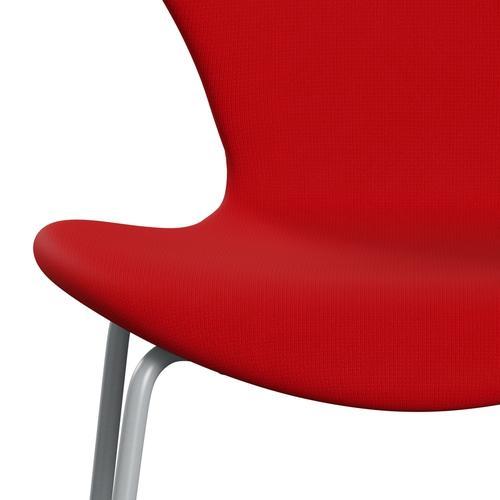 [product_category]-Fritz Hansen 3107 Chair Full Upholstery, Silver Grey/Fame Red (F64119)-Fritz Hansen-3107FU-F64119-SIGREY-FRI-6