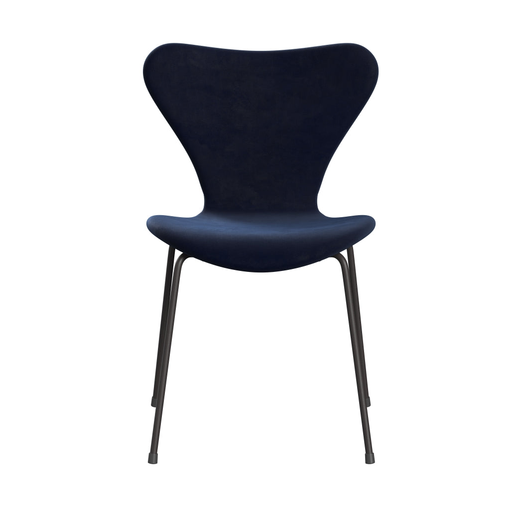 [product_category]-Fritz Hansen 3107 Chair Full Upholstery, Warm Graphite/Belfast Velvet Midnight Blue-Fritz Hansen-3107FU-BEL062-WARGRA-FRI-1