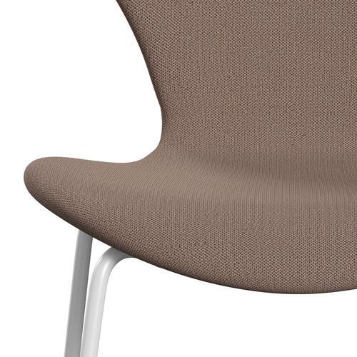 [product_category]-Fritz Hansen 3107 Chair Full Upholstery, White/Capture Brown-Fritz Hansen-3107FU-CP6701-DRWH-FRI-6