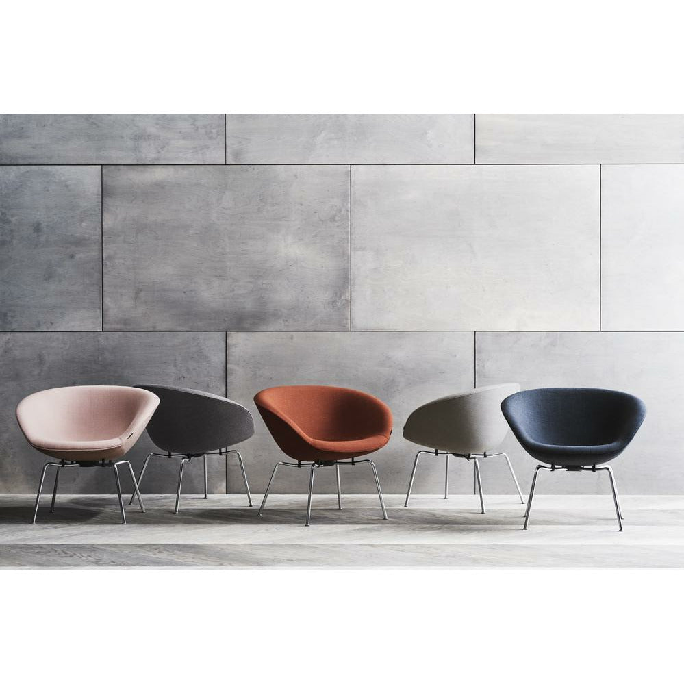 [product_category]-Fritz Hansen Aj Pot Lounge Chair Chrome Plated Frame Fabric, Christianshavn Red Uni-Fritz Hansen-3318-Chromed-Christianshavn-1140-FRI-3