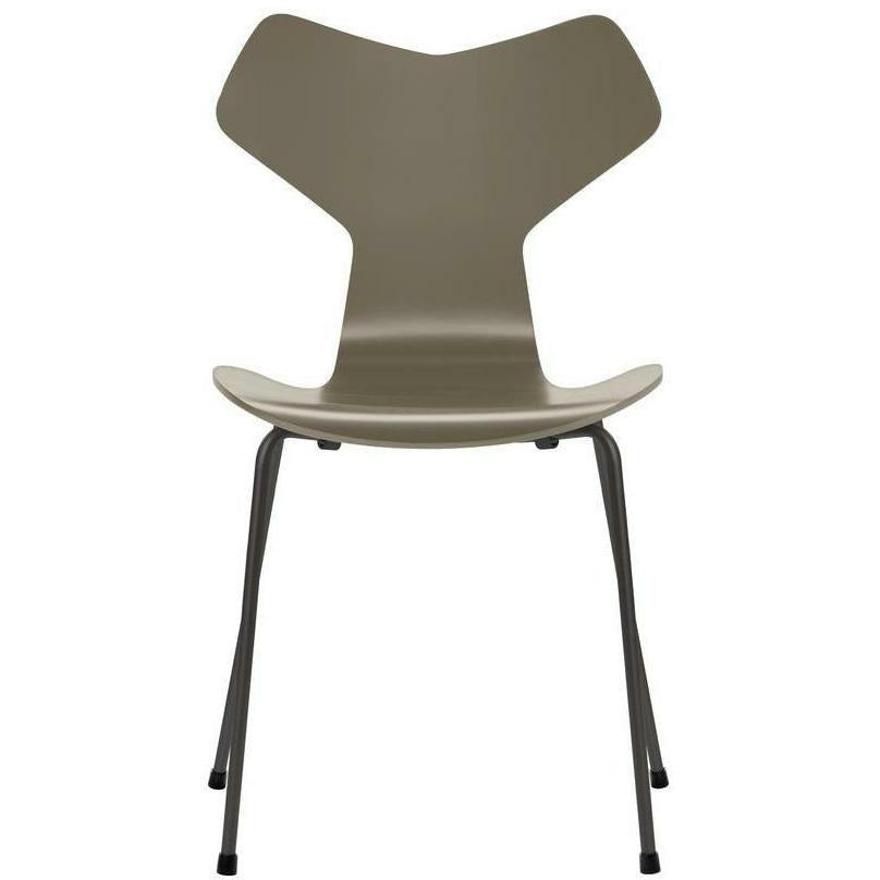 [product_category]-Fritz Hansen Grand Prix Chair Lacquered Olive Green Shell, Warm Graphite Base-Fritz Hansen-3130-Lacquered-OliveGreen-WarmGraphite-FRI-1