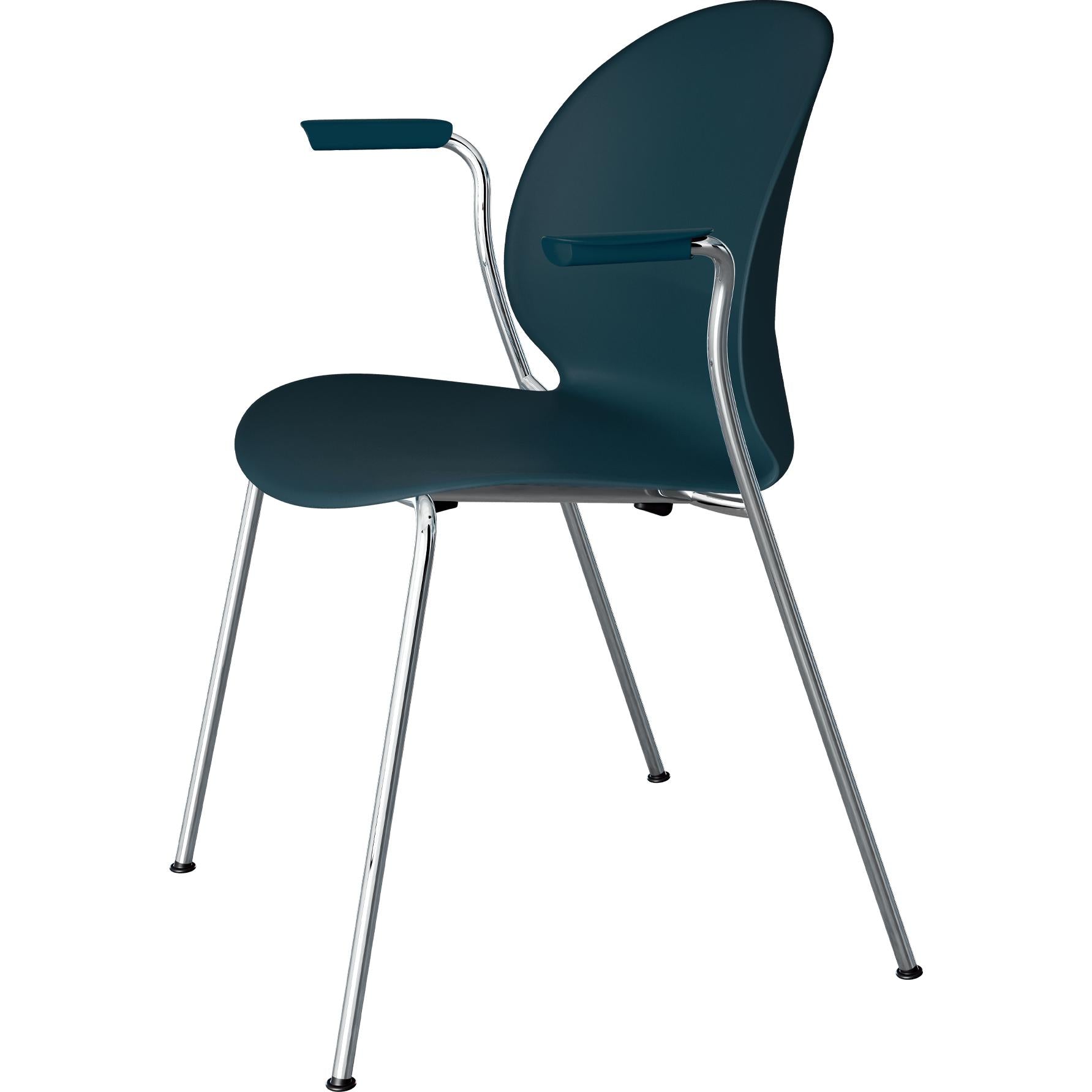 [product_category]-Fritz Hansen N02 Recycle Chair With Armrest Chrome Plated Steel 4 Legged, Dark Blue-Fritz Hansen-N02-11-DarkBlue/Chrome-FRI-1