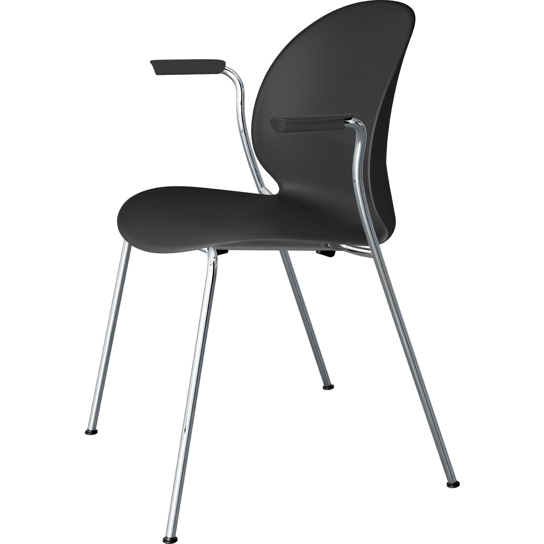 [product_category]-Fritz Hansen N02 Recycle Chair With Armrest Chromed Steel 4 Legged, Black-Fritz Hansen-N02-11-Black/Chrome-FRI-1