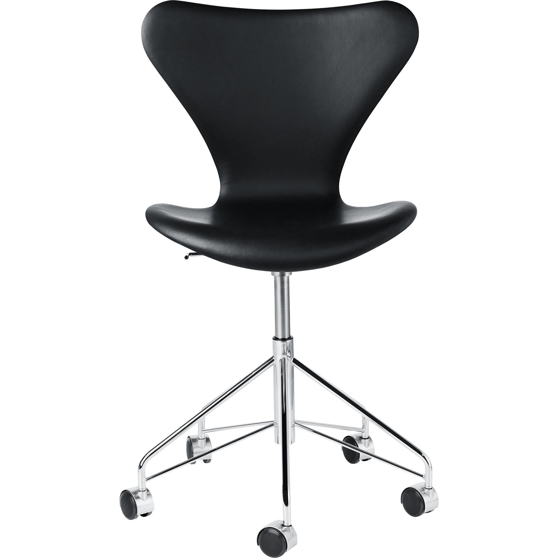 [product_category]-Fritz Hansen Series 7 Swivel Chair Full Upholstery Leather, Soft Black-Fritz Hansen-3117-soft black-FRI-1