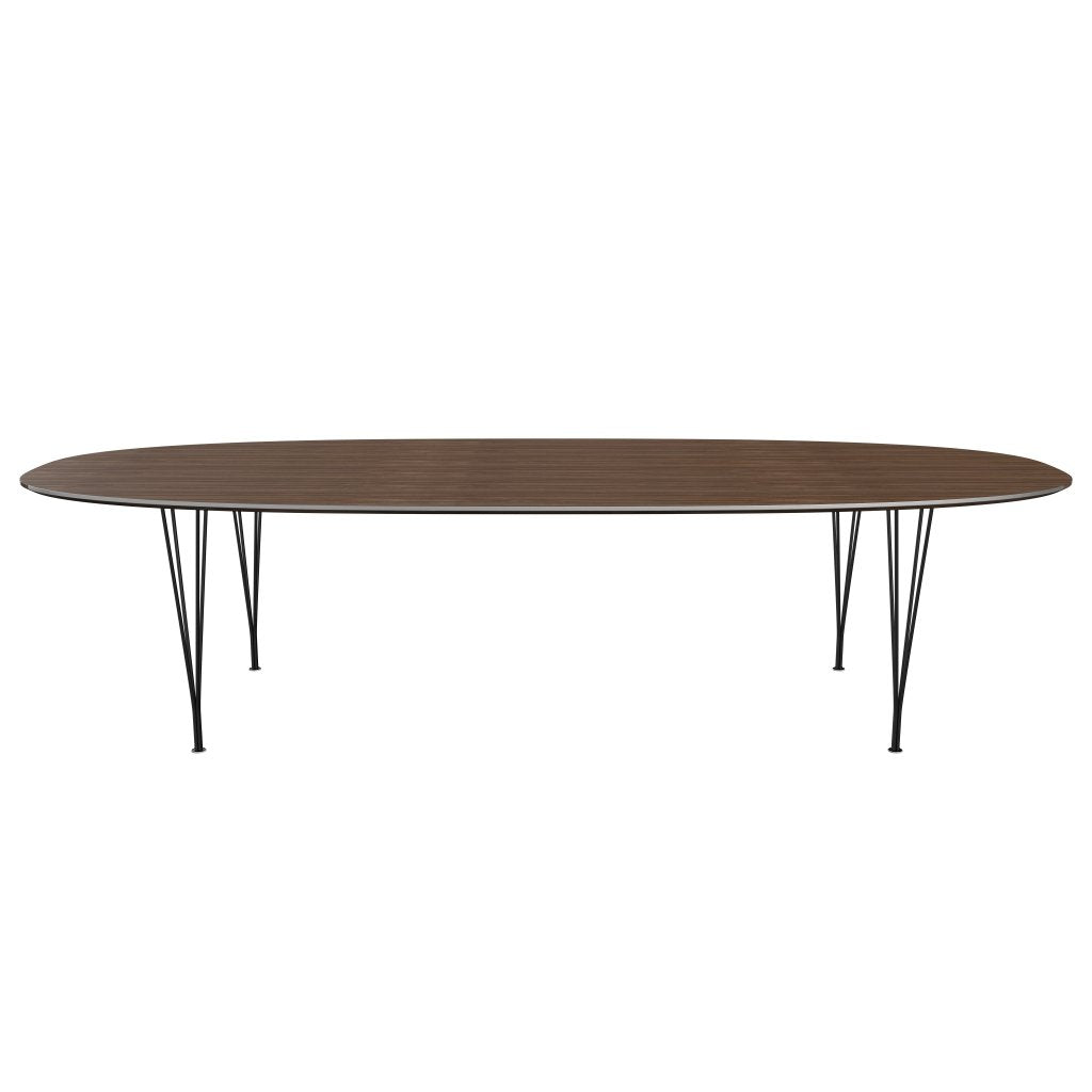 Fritz Hansen Superellipse Spisebord Sort/Valnød Finer, 300x130 Cm