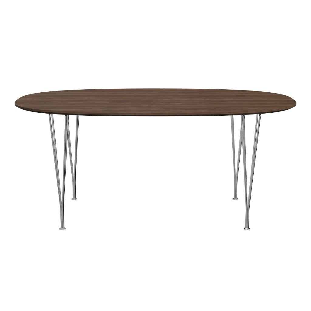 [product_category]-Fritz Hansen Superellipse Dining Table Chrome/Walnut Veneer With Walnut Table Edge, 170x100 Cm-Fritz Hansen-B616-WAL001-WAL001-CST-FRI-1