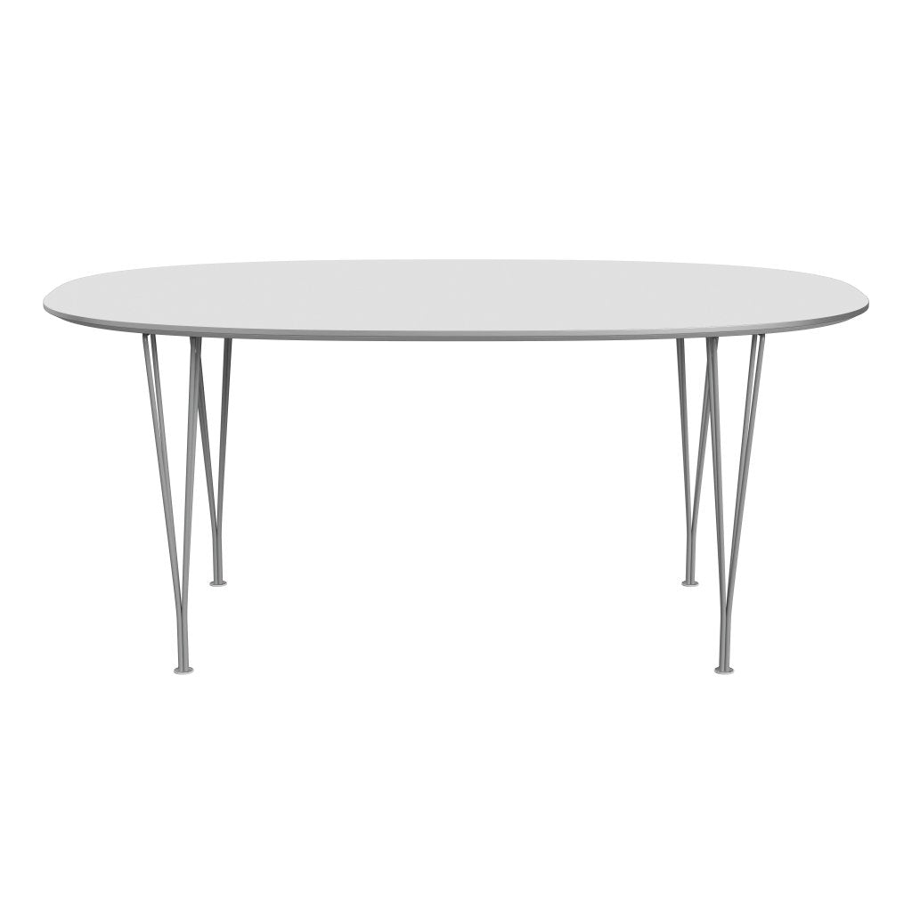 Fritz Hansen Superellipse Spisebord Grey Powder Coated/Hvid Laminat, 170x100 Cm