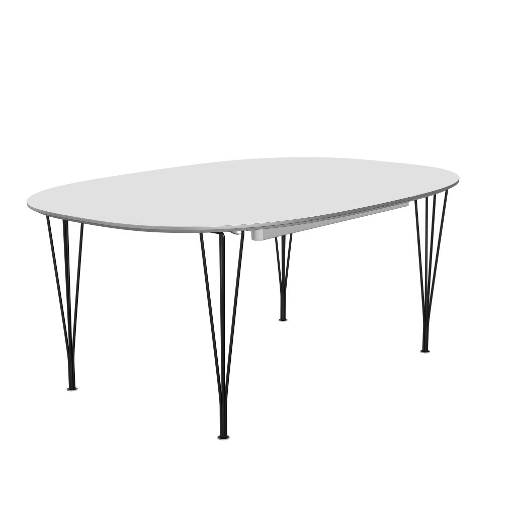 Fritz Hansen Superellipse Udtræksbord Sort/Hvid Laminat, 300x120 Cm