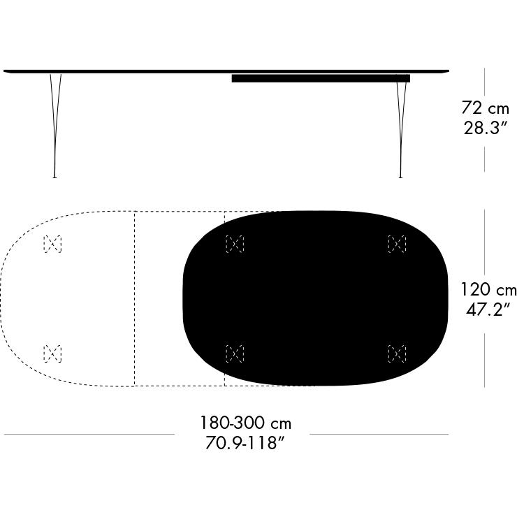 [product_category]-Fritz Hansen Superellipse Extending Table Silver Grey/Walnut Veneer With Walnut Table Edge, 300x120 Cm-Fritz Hansen-B619-WAL001-WAL001-SIGREY-FRI-5