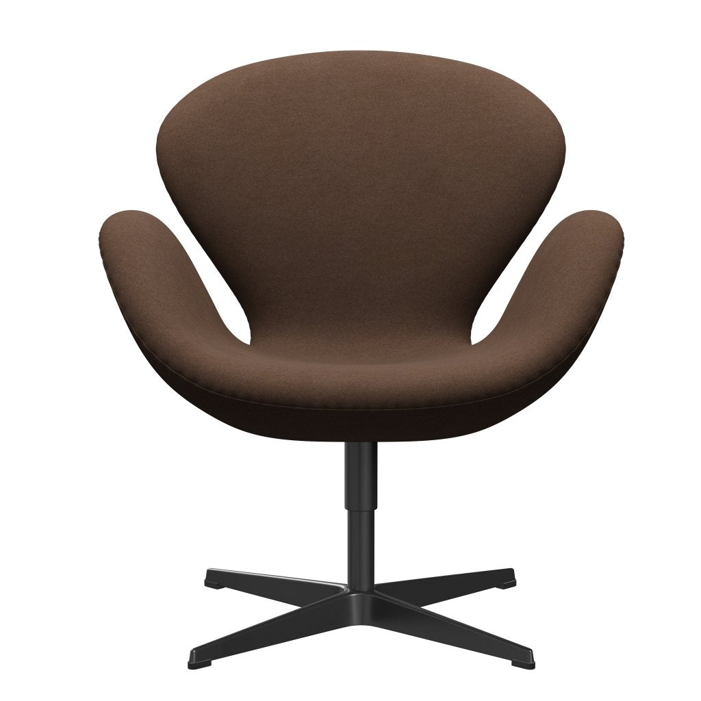 [product_category]-Fritz Hansen Swan Lounge Chair, Black Lacquered/Divina Dark Brown (356)-Fritz Hansen-3320-DIV356-BLLA-FRI-1