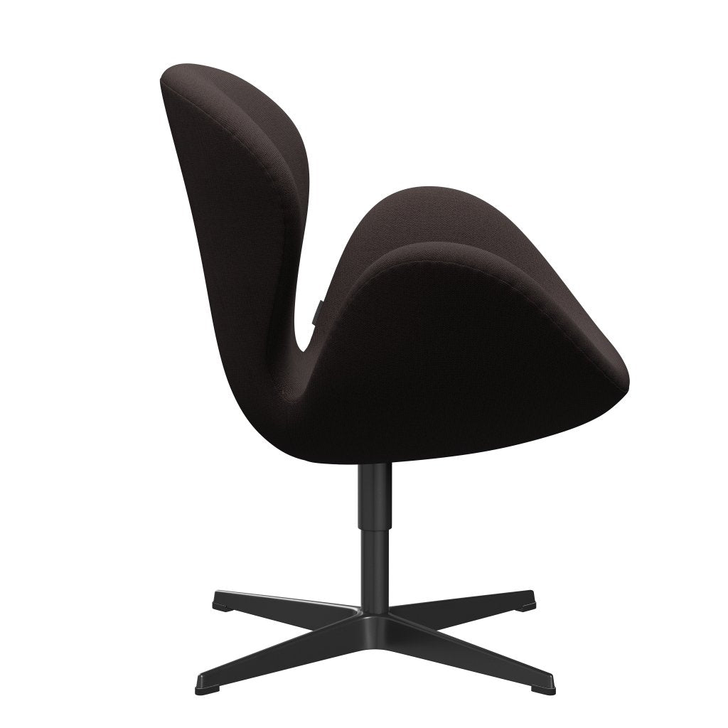 [product_category]-Fritz Hansen Swan Lounge Chair, Black Lacquered/Steelcut Dark Earth Brown-Fritz Hansen-3320-STI695-BLLA-FRI-3