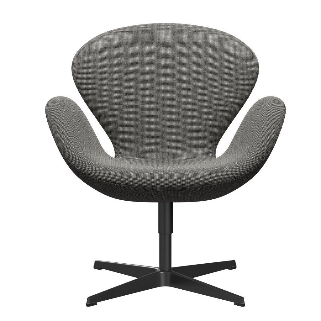 [product_category]-Fritz Hansen Swan Lounge Chair, Black Lacquered/Steelcut Trio White/Black-Fritz Hansen-3320-STR124-BLLA-FRI-1