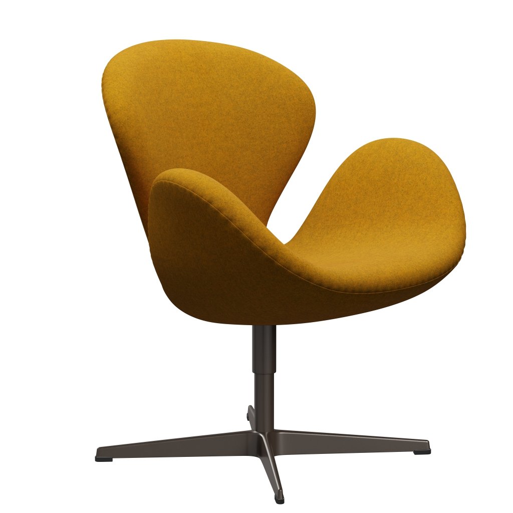 Fritz Hansen Svanenstol, Brown Bronze/Divina Melange Orche Yellow