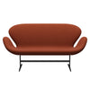 Fritz Hansen Swan Sofa 2 Seater, Black Lacquered/Canvas Brown Pink