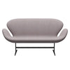 Fritz Hansen Swan Sofa 2 Seater, Black Lacquered/Canvas Cool Light Blue