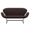 Fritz Hansen Swan Sofa 2 Seater, Black Lacquered/Canvas Grey Ocean