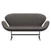 Fritz Hansen Swan Sofa 2 Seater, Black Lacquered/Canvas Grey