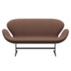 Fritz Hansen Swan Sofa 2 Seater, Black Lacquered/Canvas Maroon