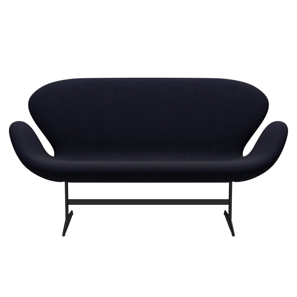 [product_category]-Fritz Hansen Swan Sofa 2 Seater, Black Lacquered/Canvas Midnight Blue-Fritz Hansen-3321-CA0786-BLLA-FRI-1