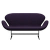 Fritz Hansen Swan Sofa 2 Seater, Black Lacquered/Canvas Navy Blue