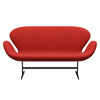 Fritz Hansen Swan Sofa 2 Seater, Black Lacquered/Canvas Pink