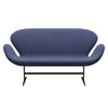 Fritz Hansen Swan Sofa 2 Seater, Black Lacquered/Canvas Washed Blue