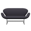 Fritz Hansen Swan Sofa 2 Seater, Black Lacquered/Capture Blue Charcoal