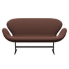 Fritz Hansen Swan Sofa 2 Seater, Black Lacquered/Capture Brown/Light Pink