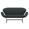 Fritz Hansen Swan Sofa 2 Seater, Black Lacquered/Capture Dark Deep Green