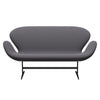 Fritz Hansen Swan Sofa 2 Seater, Black Lacquered/Capture Dark Grey