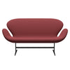 Fritz Hansen Swan Sofa 2 Seater, Black Lacquered/Capture Dark Red