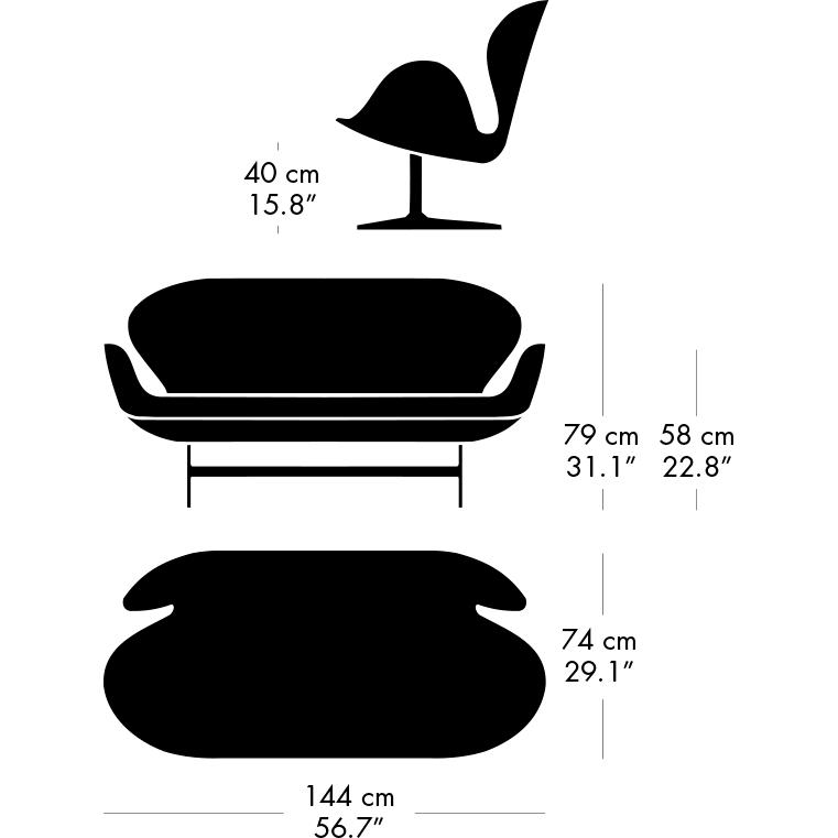 [product_category]-Fritz Hansen Swan Sofa 2 Seater, Black Lacquered/Capture Grey Sand-Fritz Hansen-3321-CP5103-BLLA-FRI-8