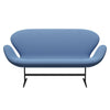 Fritz Hansen Swan Sofa 2 Seater, Black Lacquered/Capture Instant Blue