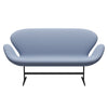 Fritz Hansen Swan Sofa 2 Seater, Black Lacquered/Capture Light Blue (4902)