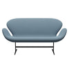 Fritz Hansen Swan Sofa 2 Seater, Black Lacquered/Capture Soft Blue