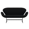 Fritz Hansen Swan Sofa 2 Seater, Black Lacquered/Christianshavn Black Plain