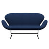 Fritz Hansen Swan Sofa 2 Seater, Black Lacquered/Christianshavn Blue Plain