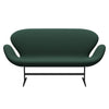 Fritz Hansen Swan Sofa 2 Seater, Black Lacquered/Christianshavn Dark Green Uni