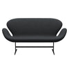 Fritz Hansen Swan Sofa 2 Seater, Black Lacquered/Christianshavn Dark Grey