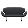 Fritz Hansen Swan Sofa 2 Seater, Black Lacquered/Christianshavn Grey