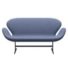 Fritz Hansen Swan Sofa 2 Seater, Black Lacquered/Christianshavn Light Blue Uni