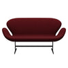 Fritz Hansen Swan Sofa 2 Seater, Black Lacquered/Christianshavn Red Uni