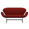 Fritz Hansen Swan™ Sofa 2 Seater, Black Lacquered/Comfort Rust Red (00028)