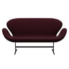 Fritz Hansen Swan™ Sofa 2 Seater, Black Lacquered/Comfort Violet/Dark Red
