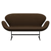 Fritz Hansen Swan Sofa 2 Seater, Black Lacquered/Diablo Chestnut